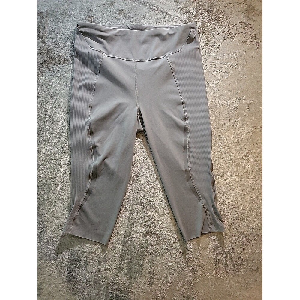 Lululemon Gloss Trim Run Cropped Leggings Grey Women Size 10